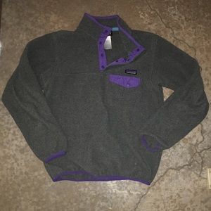Grey and Purple Patagonia Pullover